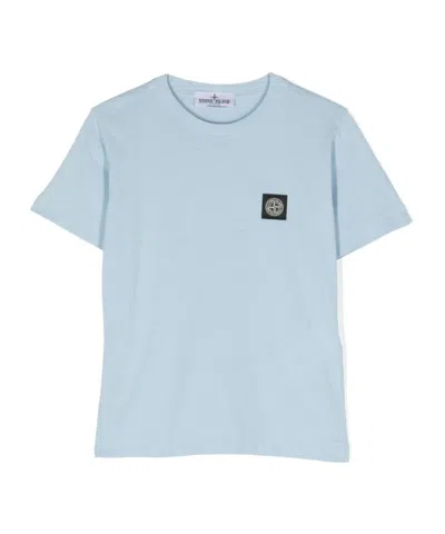 Stone Island Compass-motif Cotton T-shirt In Blue