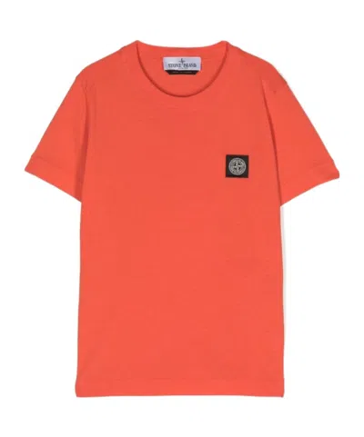 Stone Island Compass-motif Cotton T-shirt In Red