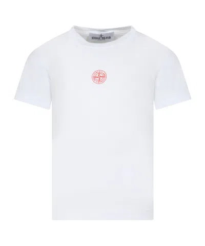 Stone Island Compass-motif Cotton T-shirt In White