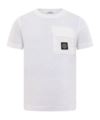 Stone Island Compass-motif Cotton T-shirt In White