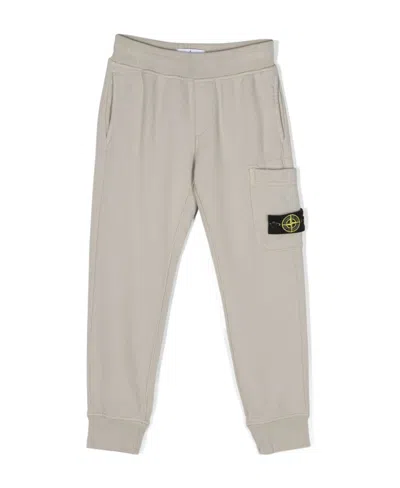 Stone Island Compass-motif Cotton Track Pants In Gray