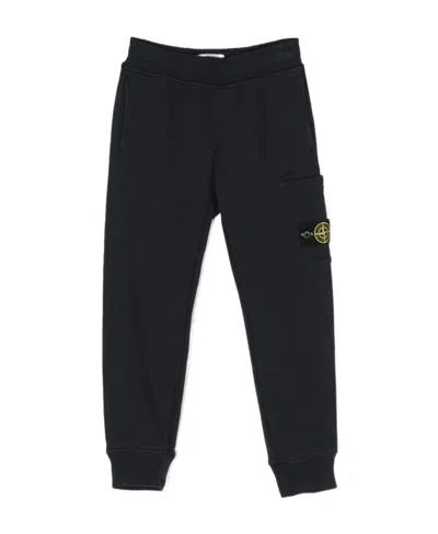 Stone Island Compass-motif Cotton Track Trousers In Blue