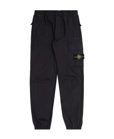 Stone Island Compass-motif Cotton Trousers In Black