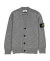 Stone Island Compass-motif Crew-neck Cardigan In Gray