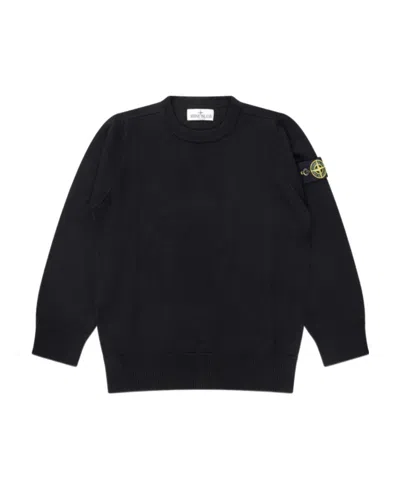 Stone Island Compass-motif Crew-neck Jumper In Black