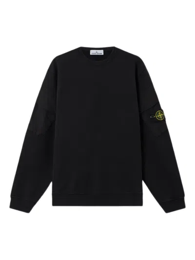 Stone Island Compass-motif Crew-neck Sweatshirt In Black