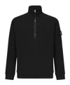 Stone Island Zip-up Sweatshirt With Logo In Black