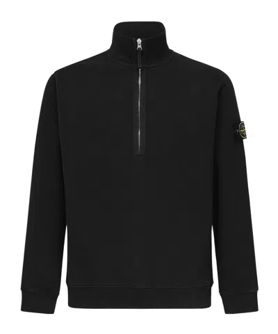 Stone Island Compass-motif Crew-neck Sweatshirt In Black
