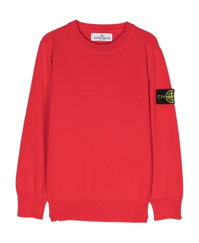 Stone Island Compass-motif Crew-neck Sweatshirt In Red