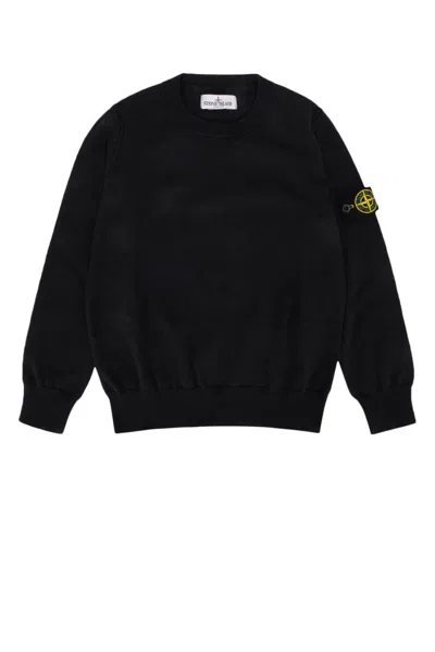 Stone Island Kids' Compass-motif Crewneck Jumper In Black