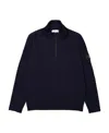 Stone Island Compass-motif Half-zip Sweatshirt In Blue