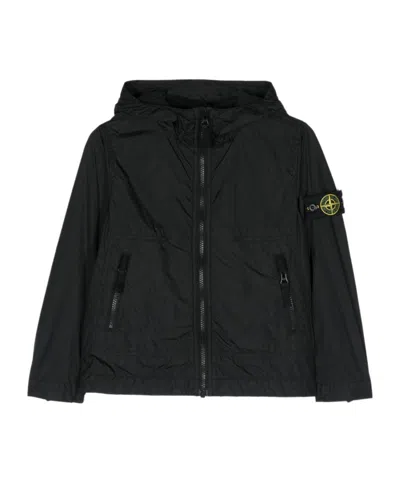 Stone Island Compass-motif Hooded Jacket In Black