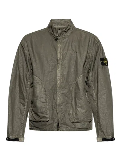 Stone Island Compass-motif Jacket In Green