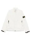 Stone Island Stand Collar Jacket With Hidden Pockets In White