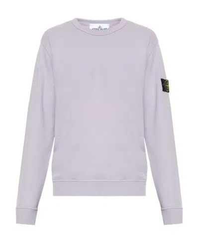 Stone Island Compass-motif Jersey-fleece Sweatshirt In Purple