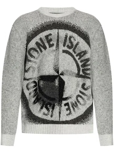 Stone Island Compass-motif Jumper In Grey