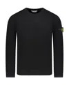 Stone Island Organic Cotton Crew Neck Sweater With English Ribs Knitwear Blue In Black