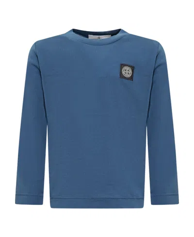 Stone Island Compass-motif Long-sleeve T-shirt In Blue