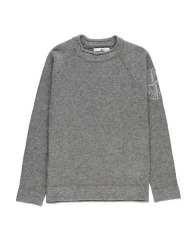 Stone Island Compass-motif Long-sleeve T-shirt In Gray