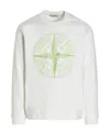 Stone Island Compass-motif Long-sleeved Sweatshirt In White