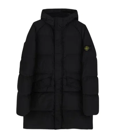 Stone Island Compass-motif Padded Coat In Black