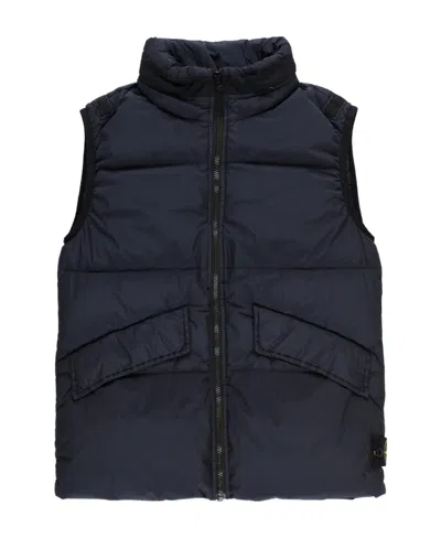 Stone Island Compass-motif Padded-design Gilet In Blue