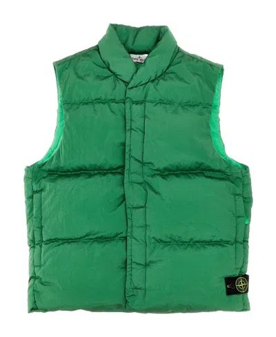 Stone Island Compass-motif Padded Gilet In Green