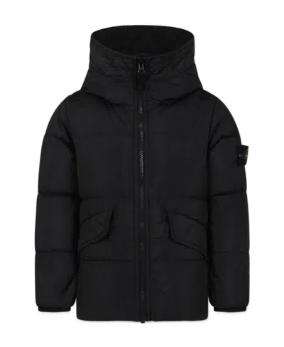 Stone Island Compass-motif Padded Jacket In Black
