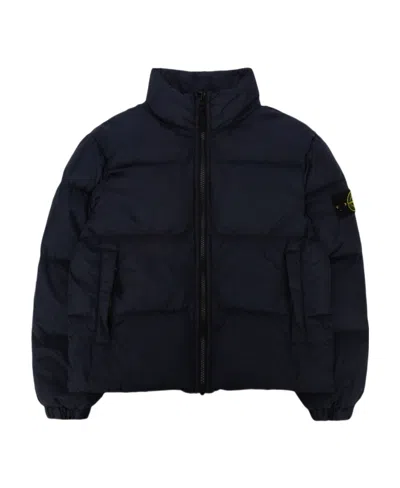 Stone Island Compass-motif Padded Jacket In Blue