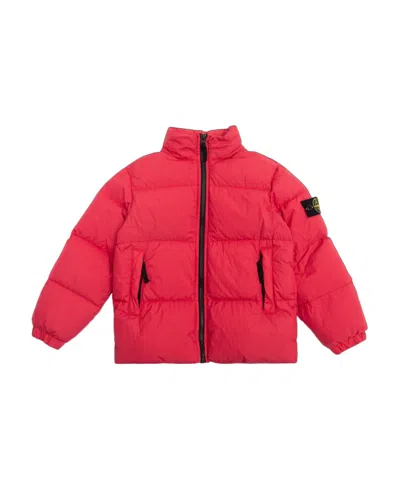 Stone Island Compass-motif Padded Jacket In Red