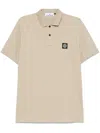 Stone Island Beige Cotton Polo With Short Sleeves In Neutral