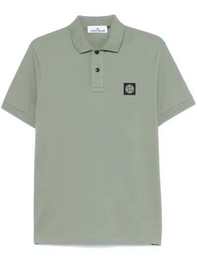 Stone Island Compass-motif Polo Shirt In Green
