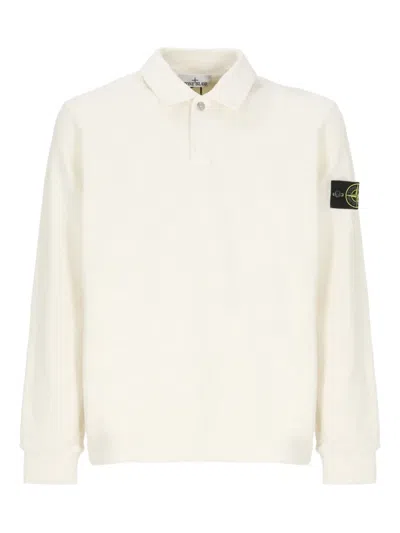 Stone Island Compass-motif Polo Shirt In Neutral