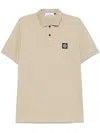 Stone Island Beige Cotton Polo With Short Sleeves In Neutral