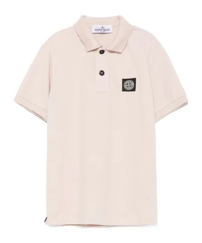 Stone Island Compass-motif Polo Shirt In Pink