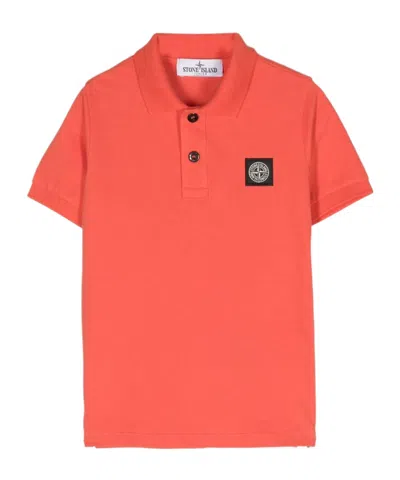 Stone Island Compass-motif Polo Shirt In Red