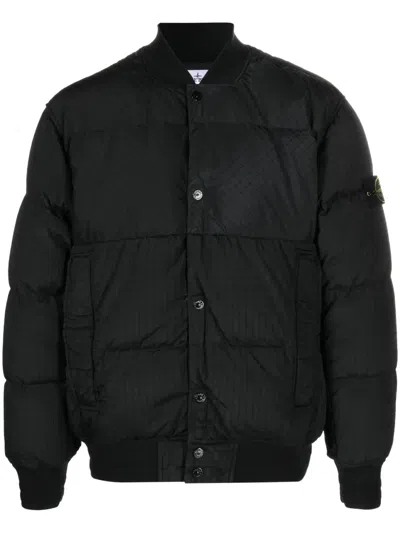 Stone Island Compass-motif Puffer Jacket In Schwarz