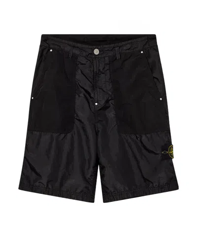 Stone Island Compass-motif Shorts In Black