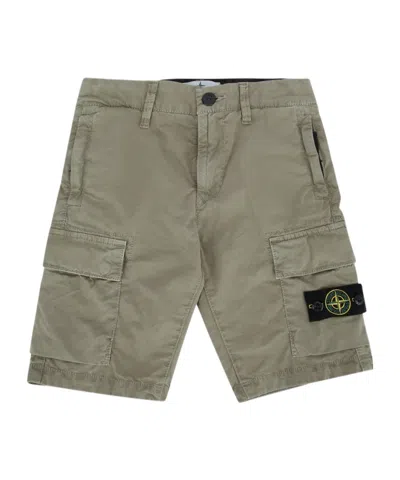 Stone Island Compass-motif Shorts In Green