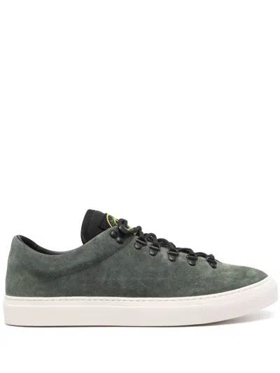 Stone Island Compass Suede Sneakers In Green