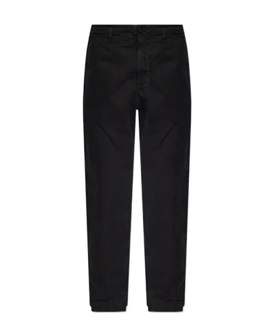 Stone Island Compass-motif Straight-leg Trousers In Black