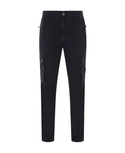 Stone Island Compass Motif Straight-leg Trousers In Black