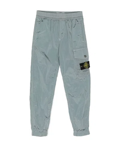 Stone Island Compass-motif Straight-leg Trousers In Blue