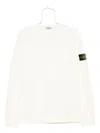 Stone Island Ribbed Crew-neck Cotton Sweater With Long Sleeves In White