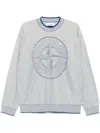 Stone Island Oversized Fit Mock Neck Jumper With Two-toone Yarn In Blue