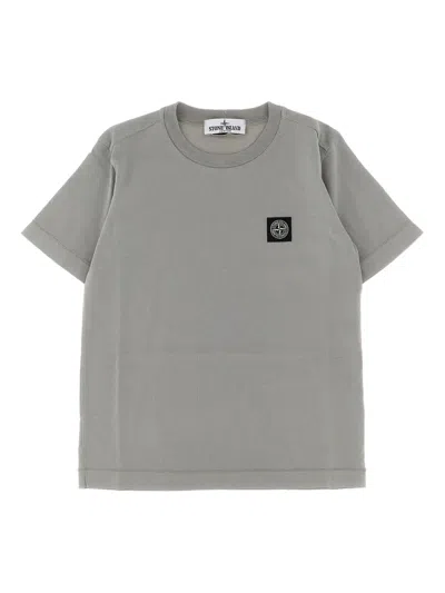 Stone Island Kids' Compass-motif T-shirt In Gray