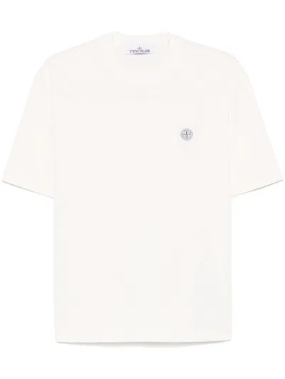 Stone Island Fitted Organic Cotton Jersey T-shirt Effect In Beige