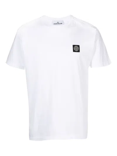 Stone Island White Short-sleeve T-shirt With Compass Patch