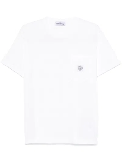 Stone Island Compass-motif T-shirt In White