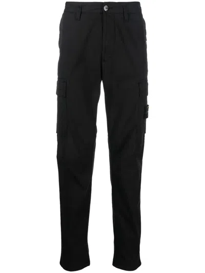 Stone Island Compass-motif Straight-leg Trousers In Blue